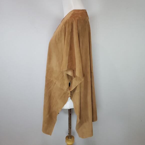 Eskandar Brown Suede Leather Tabard Vest Kimono Open Front Jacket Lagenlook O/S - Picture 8 of 16